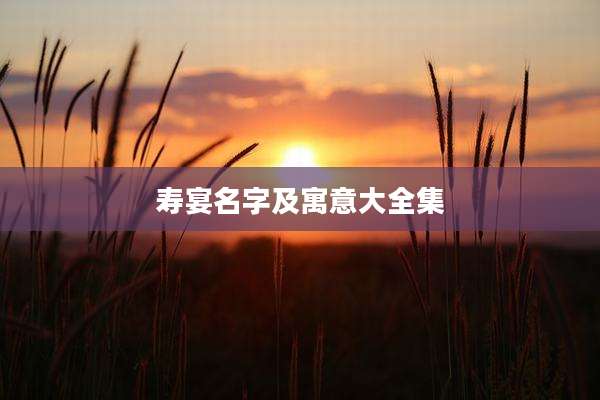 寿宴名字及寓意大全集