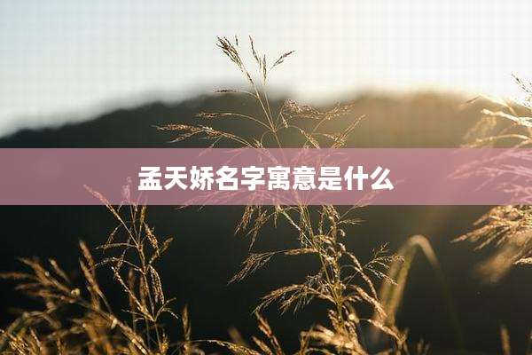 孟天娇名字寓意是什么