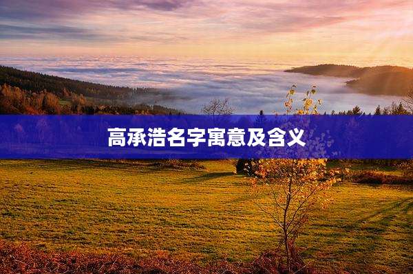 高承浩名字寓意及含义