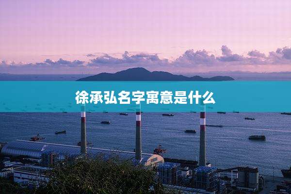 徐承弘名字寓意是什么