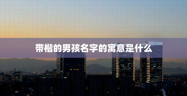 带楷的男孩名字的寓意是什么