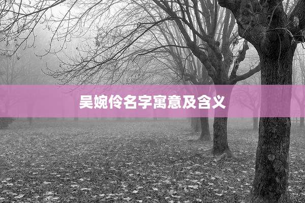 吴婉伶名字寓意及含义