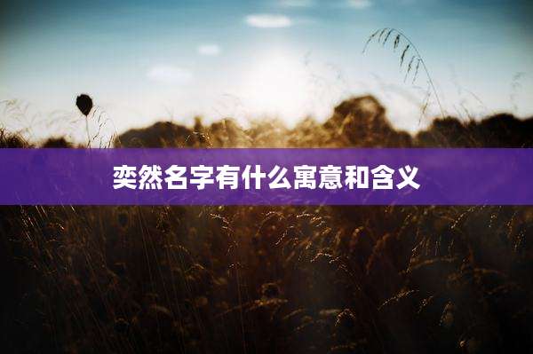 奕然名字有什么寓意和含义
