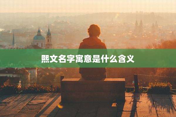 熙文名字寓意是什么含义