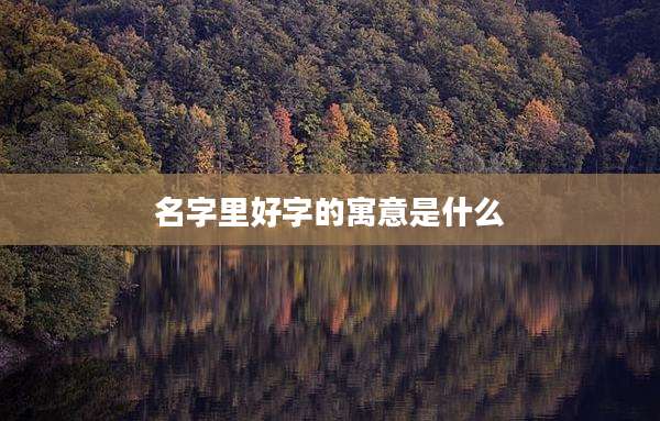 名字里好字的寓意是什么