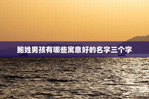 鲍姓男孩有哪些寓意好的名字三个字