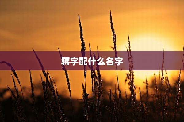 蒋字配什么名字