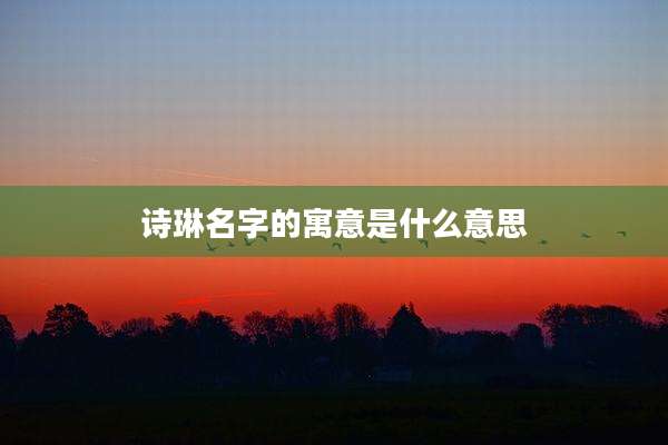 诗琳名字的寓意是什么意思