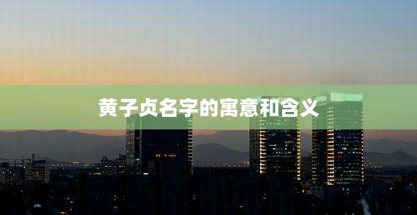 黄子贞名字的寓意和含义