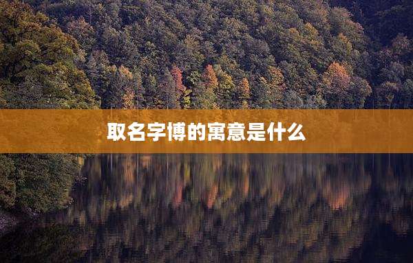 取名字博的寓意是什么