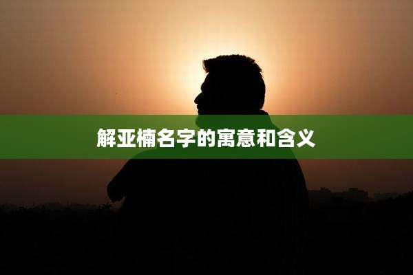 解亚楠名字的寓意和含义