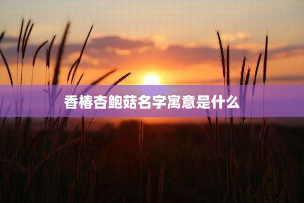香椿杏鲍菇名字寓意是什么