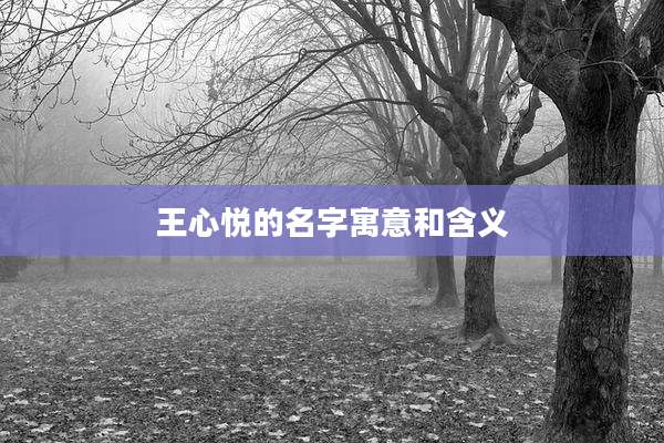 王心悦的名字寓意和含义