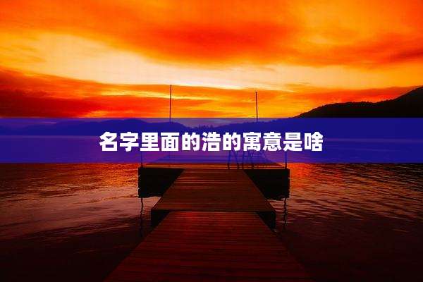 名字里面的浩的寓意是啥