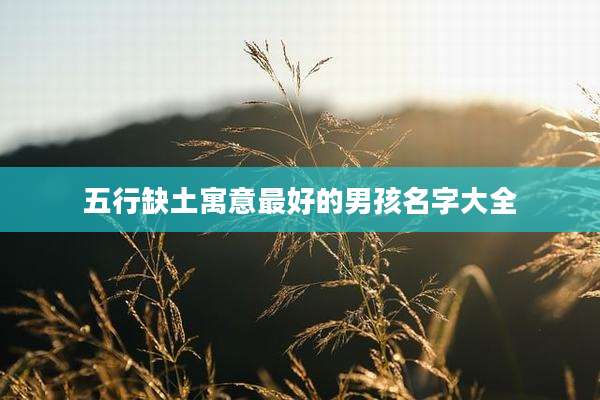 五行缺土寓意最好的男孩名字大全
