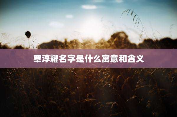 覃淳耀名字是什么寓意和含义