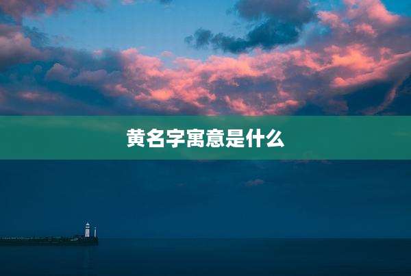 黄名字寓意是什么