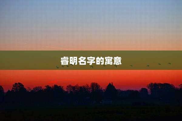 睿明名字的寓意