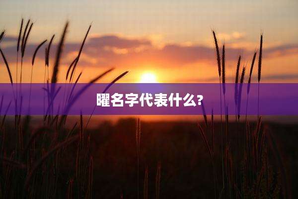 曜名字代表什么?