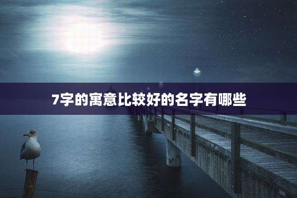 7字的寓意比较好的名字有哪些