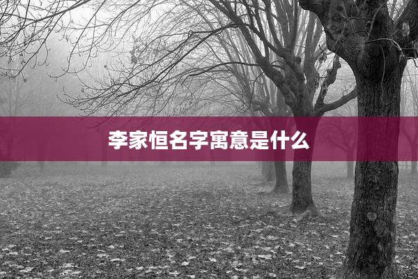 李家恒名字寓意是什么