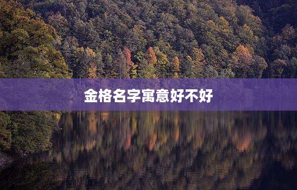 金格名字寓意好不好