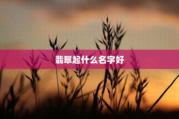 翡翠起什么名字好