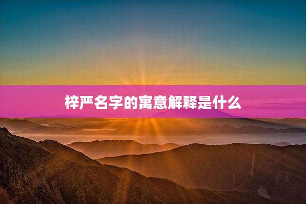 梓严名字的寓意解释是什么