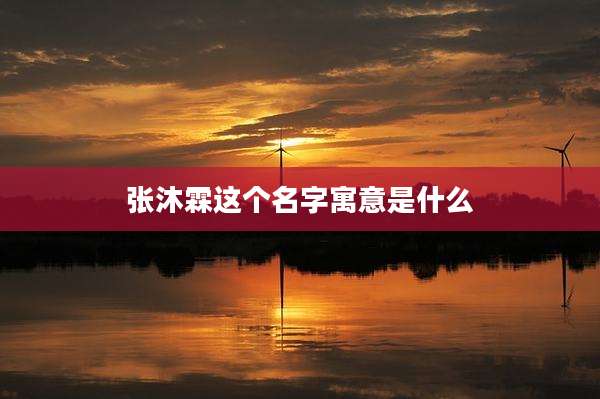 张沐霖这个名字寓意是什么