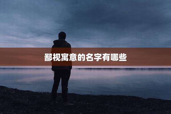 鄙视寓意的名字有哪些