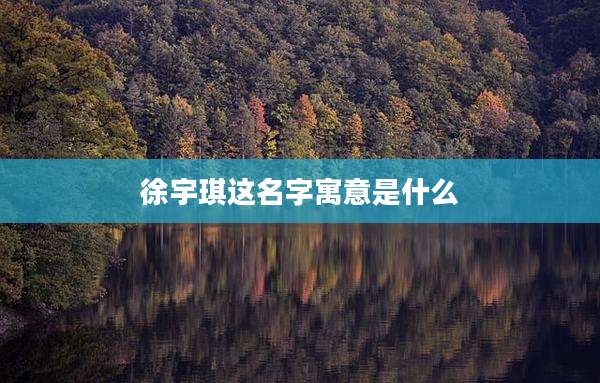 徐宇琪这名字寓意是什么