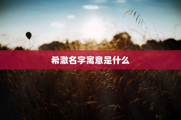 希澈名字寓意是什么