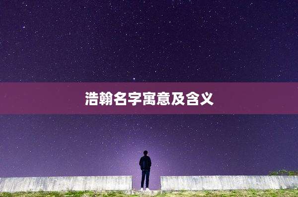 浩翰名字寓意及含义