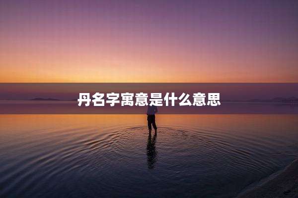 丹名字寓意是什么意思