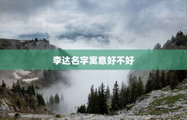 李达名字寓意好不好