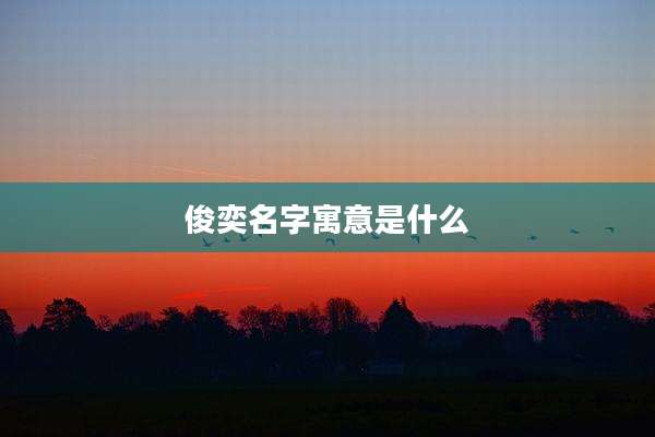 俊奕名字寓意是什么