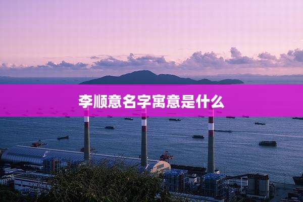 李顺意名字寓意是什么