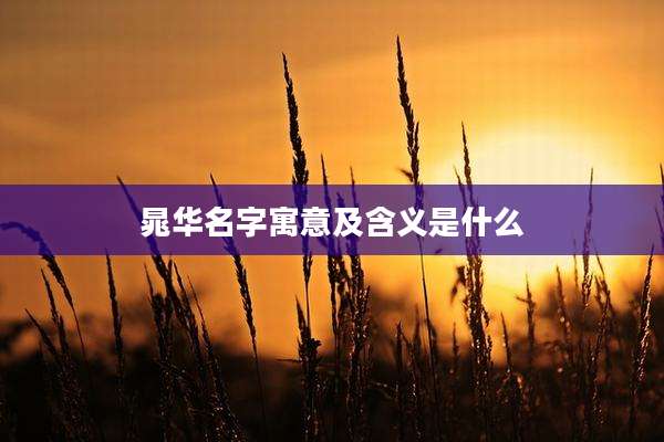 晁华名字寓意及含义是什么