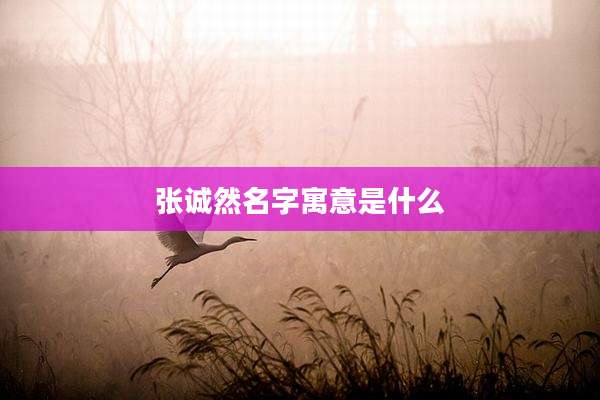 张诚然名字寓意是什么