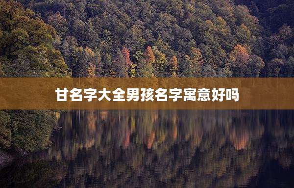 甘名字大全男孩名字寓意好吗