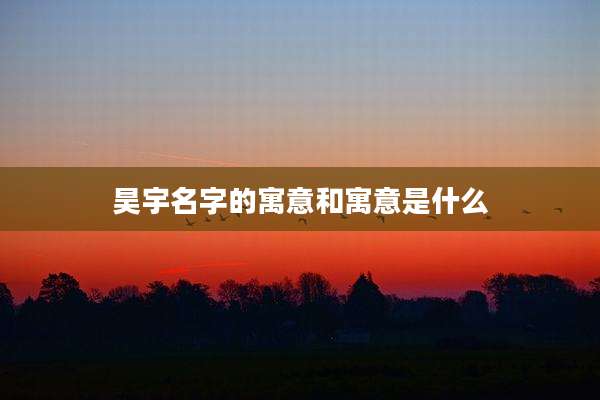 昊宇名字的寓意和寓意是什么