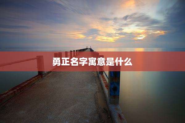 勇正名字寓意是什么
