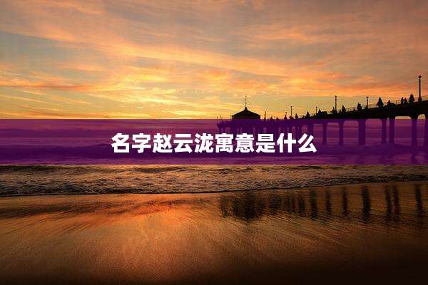 名字赵云泷寓意是什么