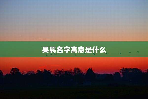 吴羁名字寓意是什么