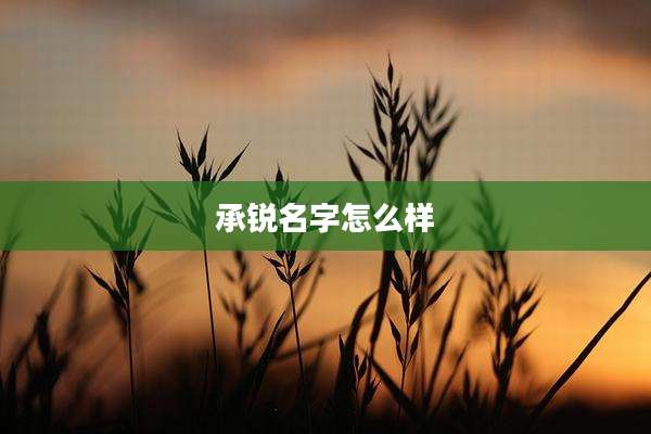 承锐名字怎么样