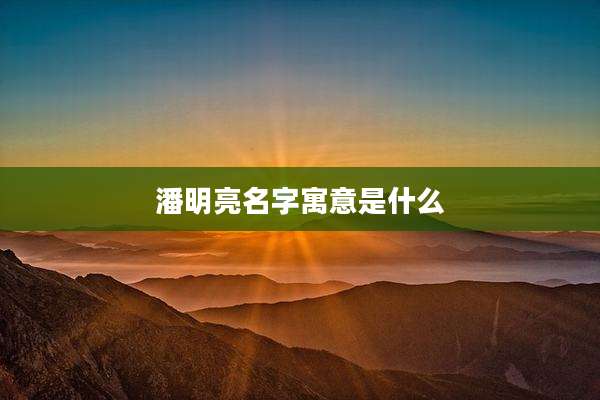 潘明亮名字寓意是什么