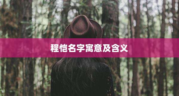 程恺名字寓意及含义