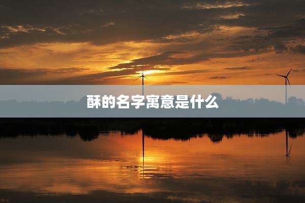 酥的名字寓意是什么