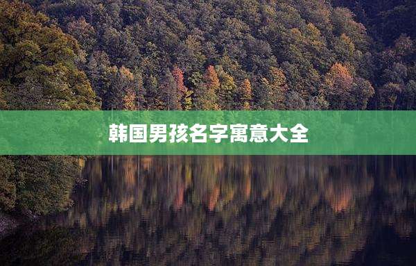 韩国男孩名字寓意大全