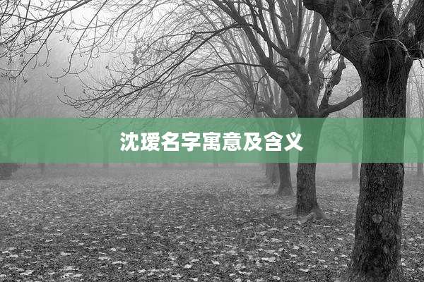 沈瑷名字寓意及含义
